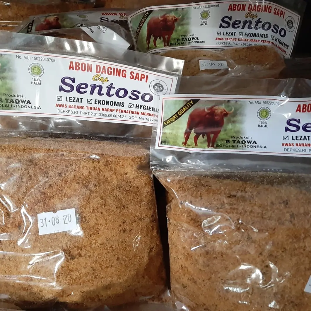 Abon sapi cap Sentosa boyolali kemasan 1 kg.