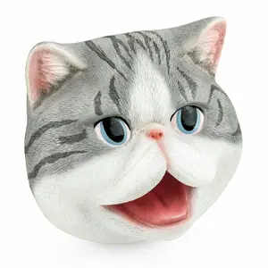 New Canna Animal Head Kepala Kucing Abu2 Grey Cat Hand Puppet
