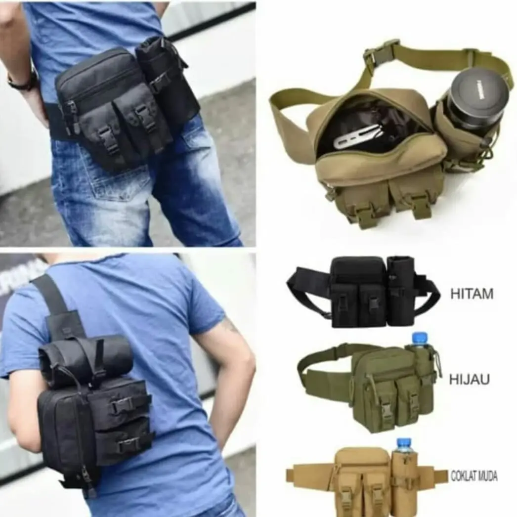 Tas pinggang tas botol tactical army