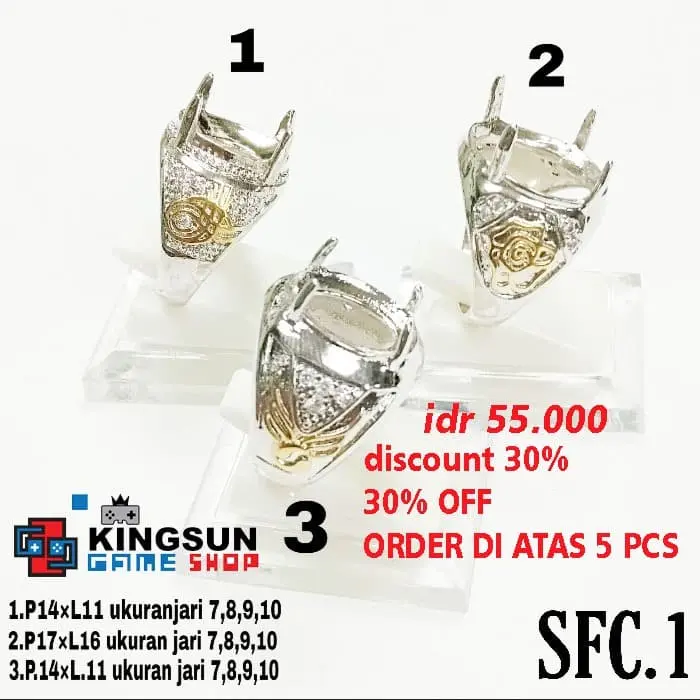 Harga Grosir CINCIN Perak Cincin Pria Ikat Batu Cincin Cangkang Emban SFC 1.1