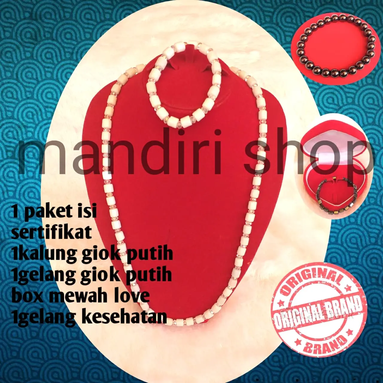 paket batu giok putih gelang,kalung,cincin natural