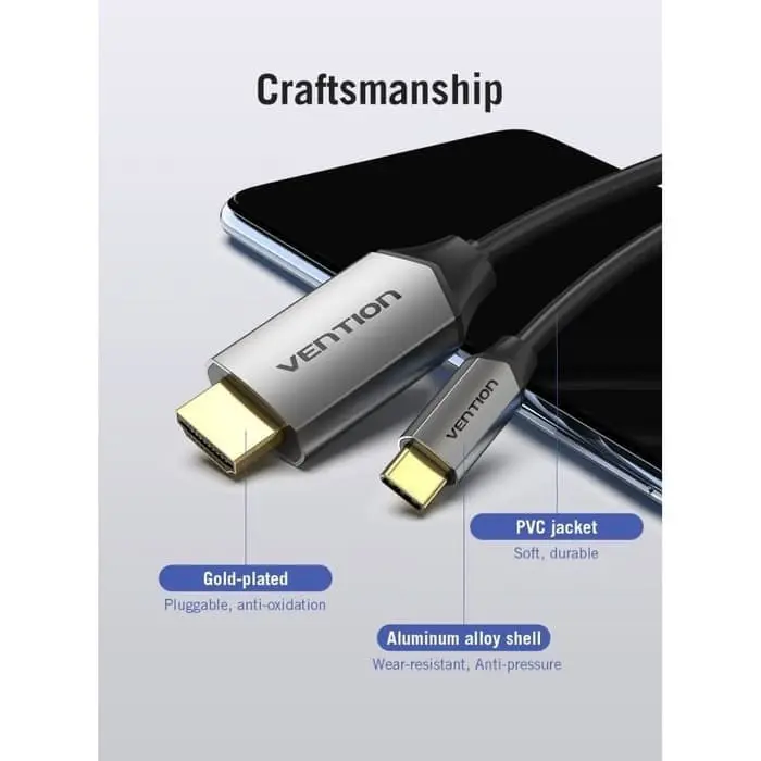 Vention Kabel Adapter Converter HDTV Thunderbolt 3 USB Type C to HDMI 3