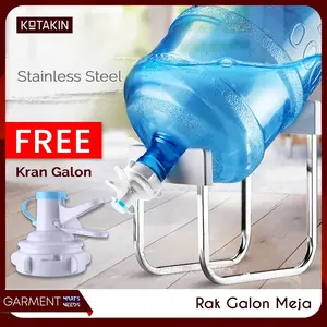 RAK KAKI GALON AIR BESI + KRAN GALON FOOD GRADE DUDUK MEJA MODEL U