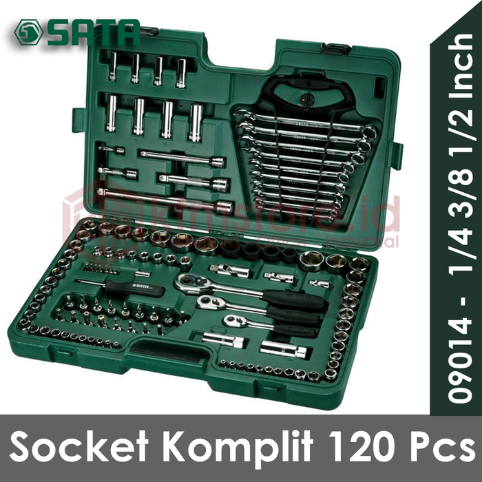 Gambar Kunci Socket Set 120 Pcs 1/4 " & 3/8 " & 1/2 " 09014 SATA TOOLS dari KODAKI Mall Kota Administrasi Jakarta Utara Tokopedia