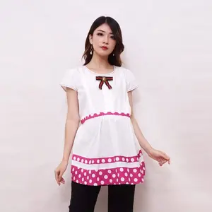 Blus Hamil Menyusui Putih & Polkadot pink