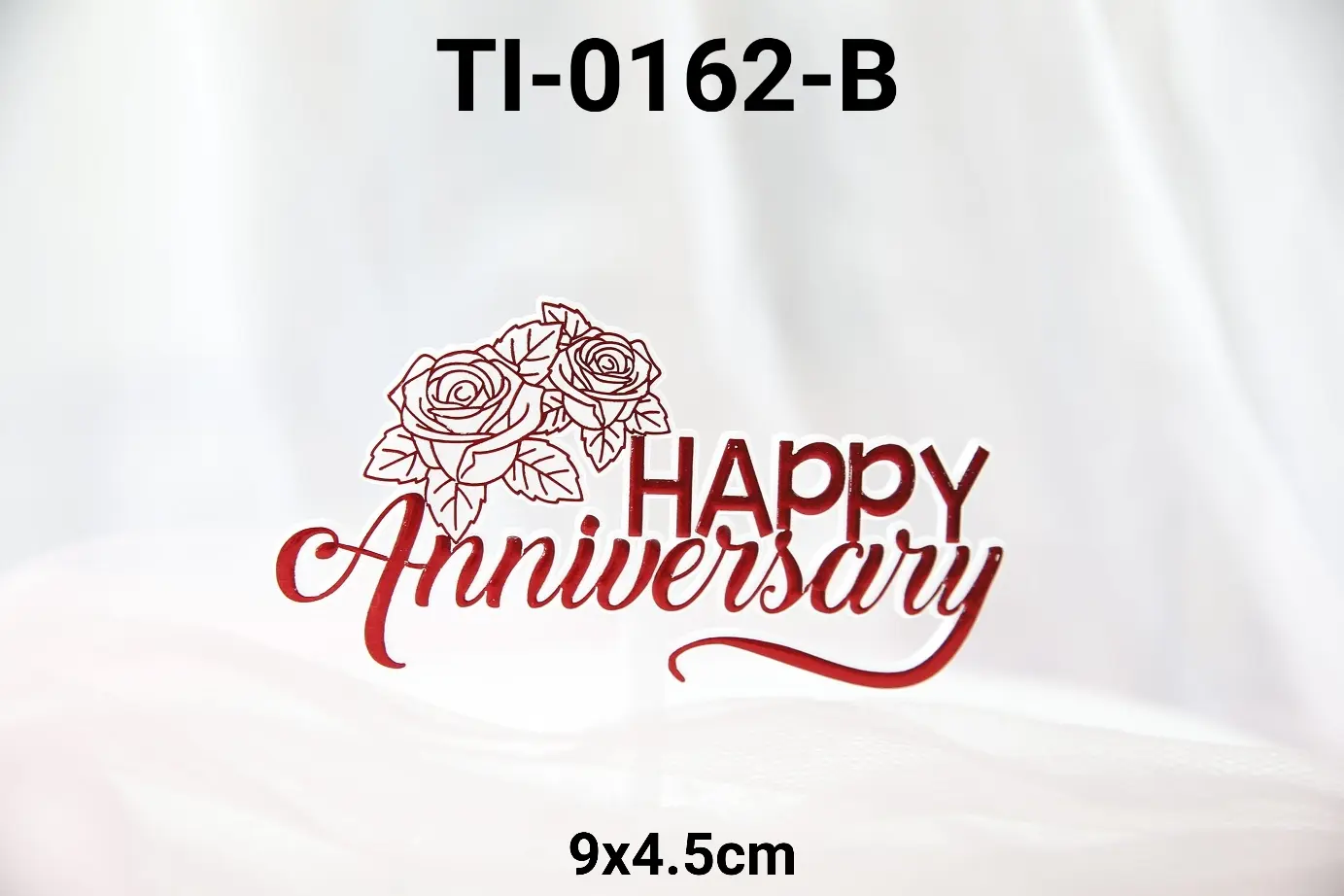 TI-0162-B Cake Topper Hiasan Kue Tulisan Happy Anniversary Merah