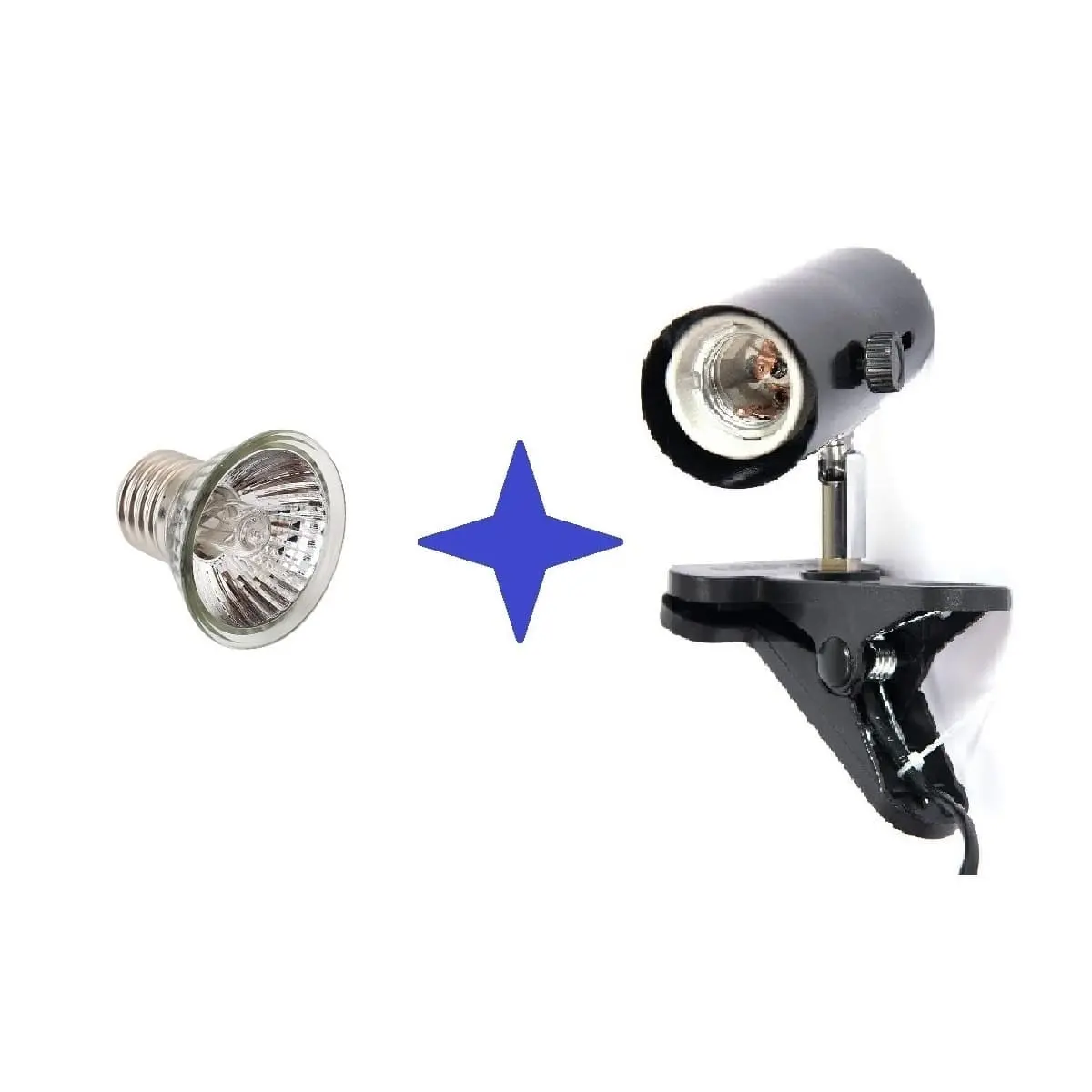 Paket Fitting Jepit Reptile + Lampu Halogen UVA UVB 3.0