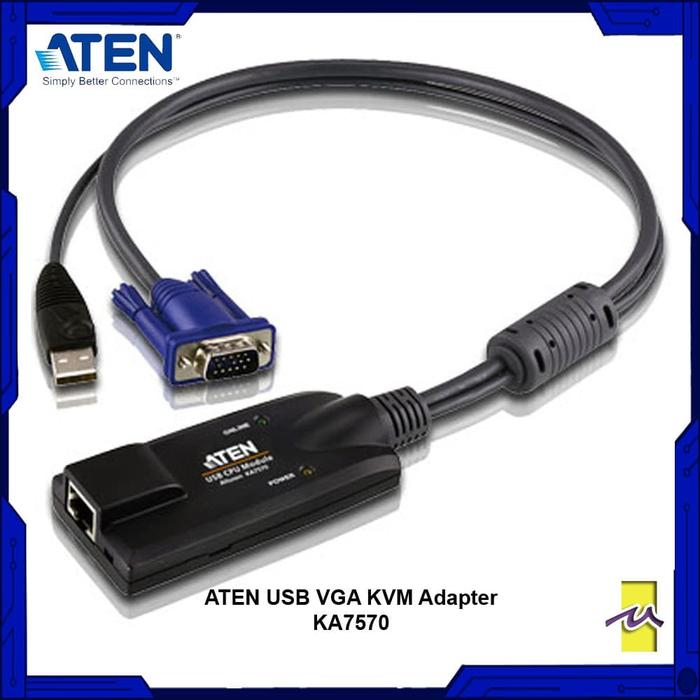 Jual ATEN USB VGA to RJ45 Female CPU Module KVM Adapter Cable KA7570 ...