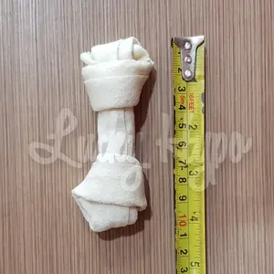 Tulang Anjing Gigitan Rawhide Knotted Bone Susu 4.5"