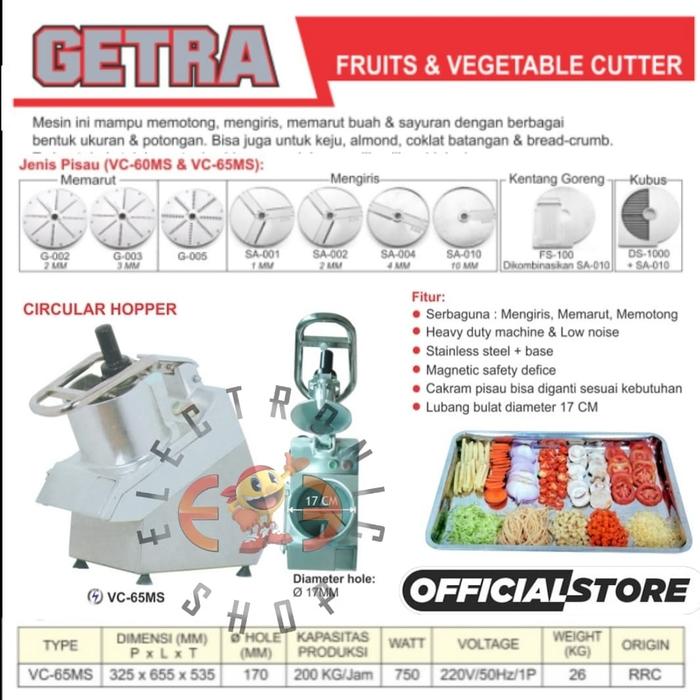 Gambar GETRA VC 65MS - Circular Hopper - Fruit & Vegetable Cutter - Promo dari E Three Shop Kota Administrasi Jakarta Utara Tokopedia
