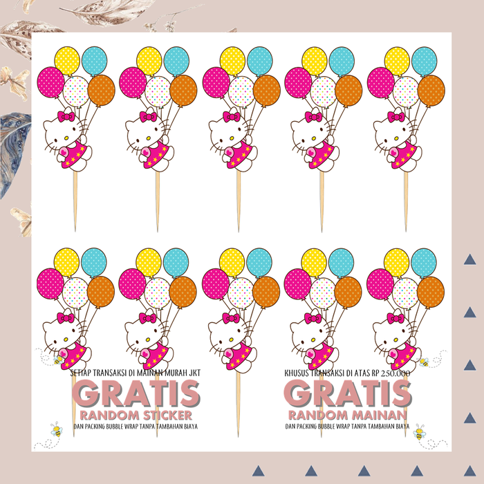 Gambar PERLENGKAPAN PESTA HELLO KITTY ISI 10 CUP CAKE TOPPER HIASAN KUE ULTAH dari mainanmurahjkt Kab. Bekasi Tokopedia