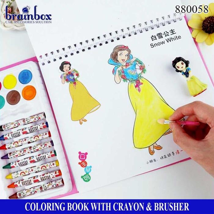 Gambar Buku Mewarnai Coloring Book with Crayon and Brusher - Nomor 1 dari Brainbox Car and Home Kota Batam Tokopedia