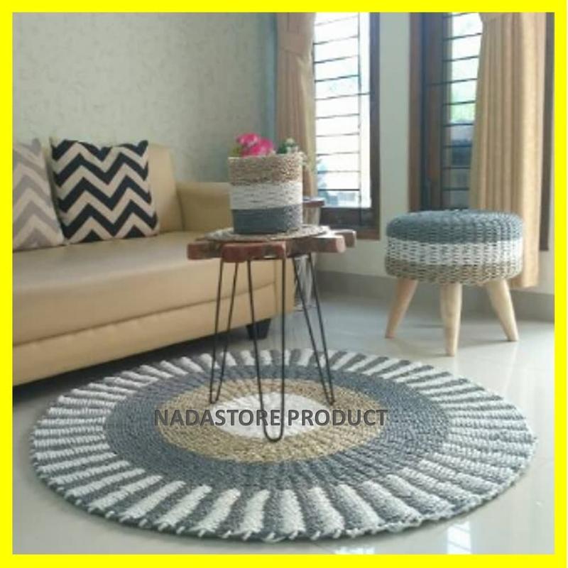 karpet bulat / karpet seagrass / rug / tikar naturalan anyaman 0