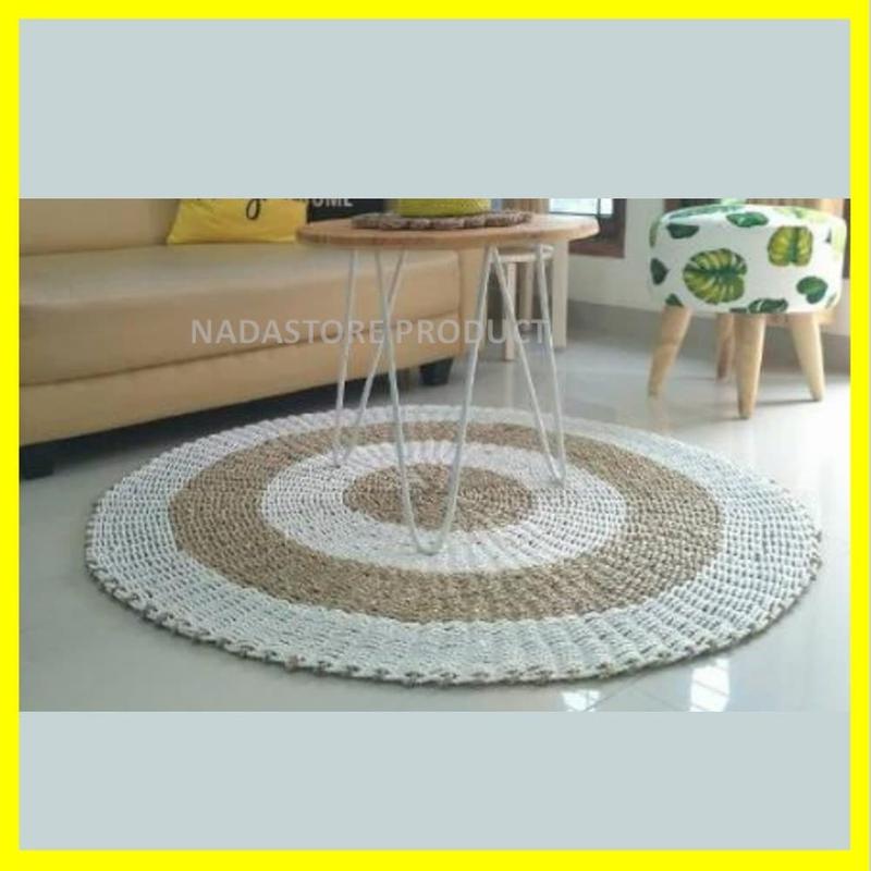 karpet bulat / karpet seagrass / rug / tikar naturalan anyaman 1