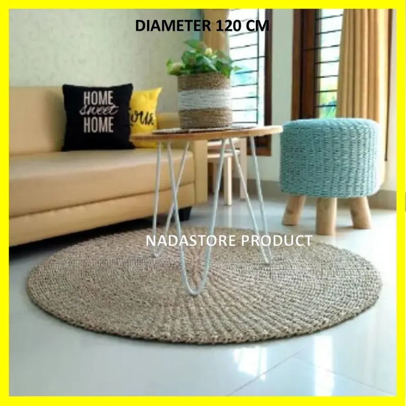 karpet bulat / karpet seagrass / rug / tikar naturalan anyaman 3