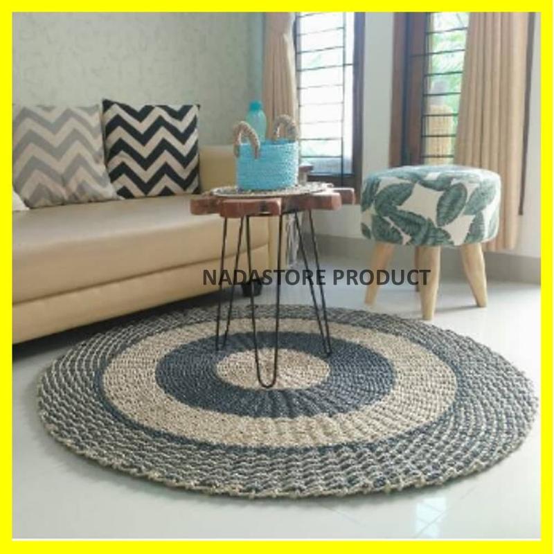 karpet bulat / karpet seagrass / rug / tikar naturalan anyaman 4