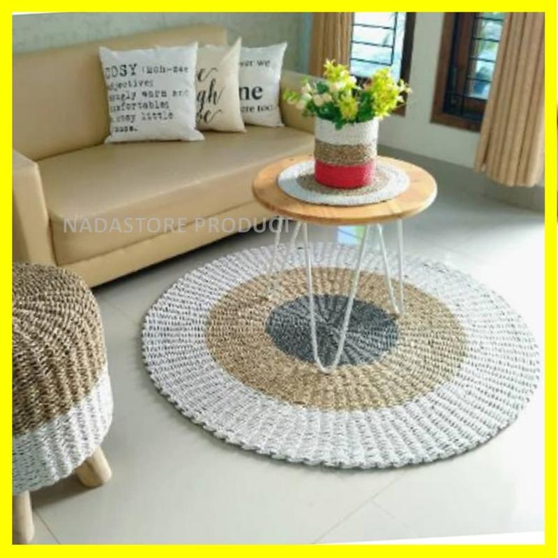 karpet bulat / karpet seagrass / rug / tikar naturalan anyaman 2
