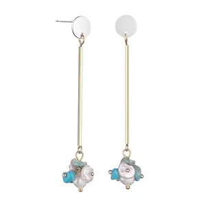 LRC Anting Tusuk Fashion Christmas Natural Stone Metal Stud F97132