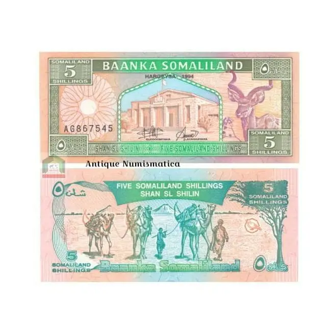 SOMALILAND 5 SHILLINGS 1994 UNC ORIGINAL AFRICAN BANKNOTE 1 LEMBAR 0