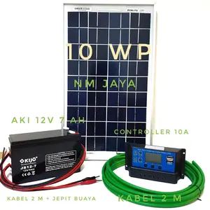 Paket Hemat Solar Panel 10WP, Solar Controller 10A dan Aki 12 V 7 AH
