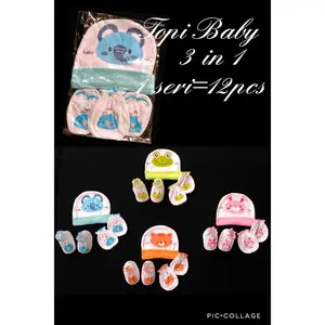 Topi + Sarung tangan kaki Impor Love Mom Besar (KOMPLIT SET)