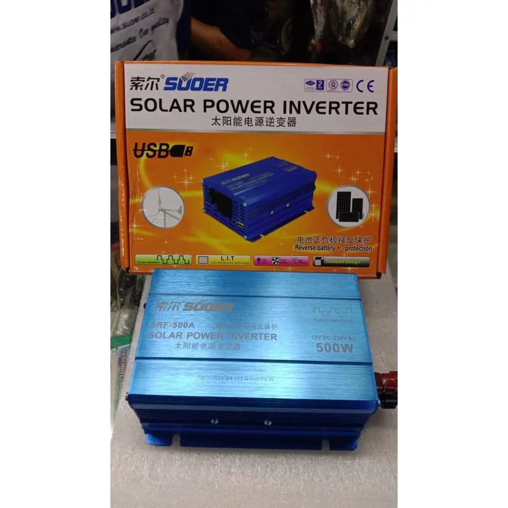 Suoer Solar Power Inverter 12V 500 Watt Home Use DC to AC (SRF-500A)