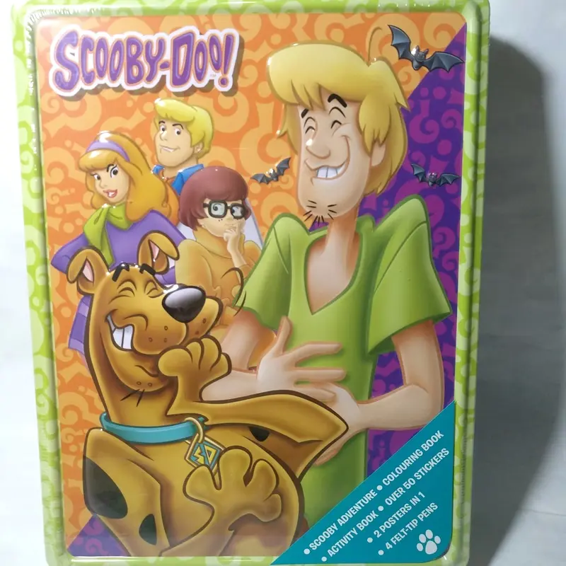 Scooby Doo Adventure Toys Spooky Happy Tin Box Horror Book Pen Sticker 4