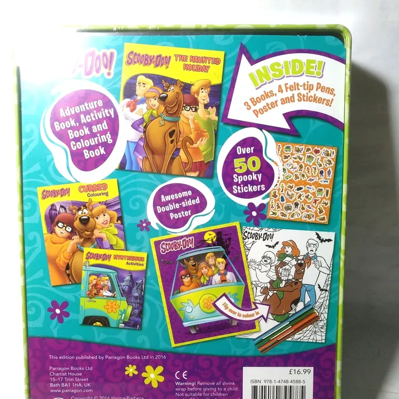 Scooby Doo Adventure Toys Spooky Happy Tin Box Horror Book Pen Sticker 3