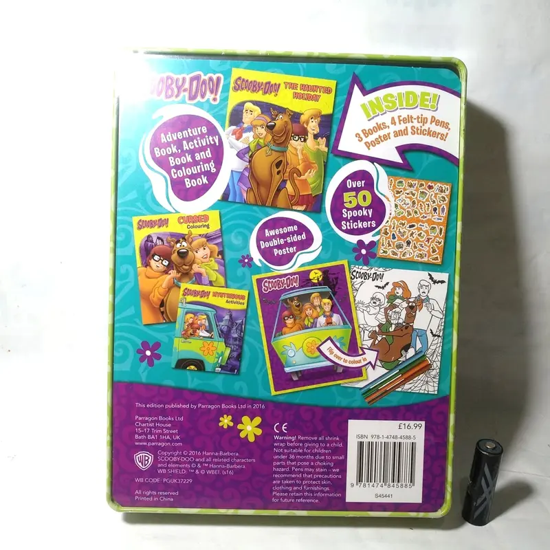 Scooby Doo Adventure Toys Spooky Happy Tin Box Horror Book Pen Sticker 2