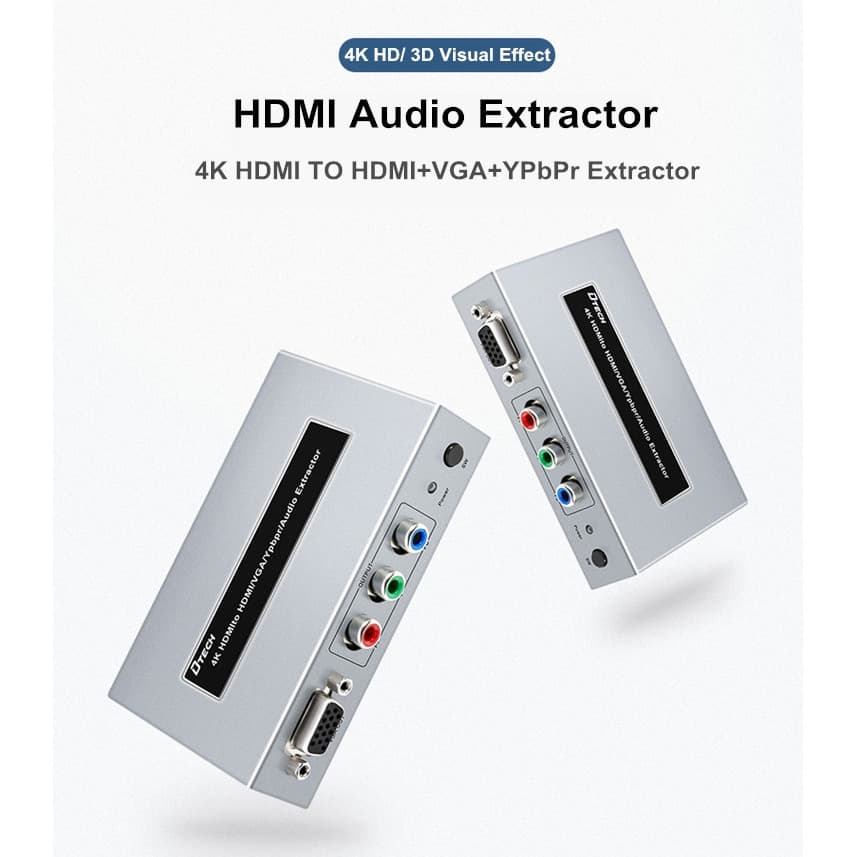 4K Converter HDMI to HDMI/VGA Support Audio 3.5mm (Tampil Bersamaan)