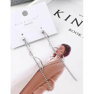 LRC Anting Tusuk Fashion Silver Plated Gold Fringed S925 Y62306
