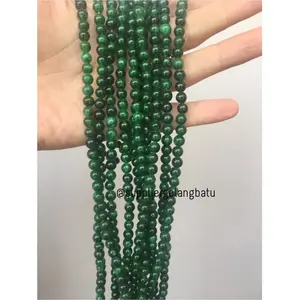 bahan batu giok burma 6mm renceng kalung gelang akik imperial jade