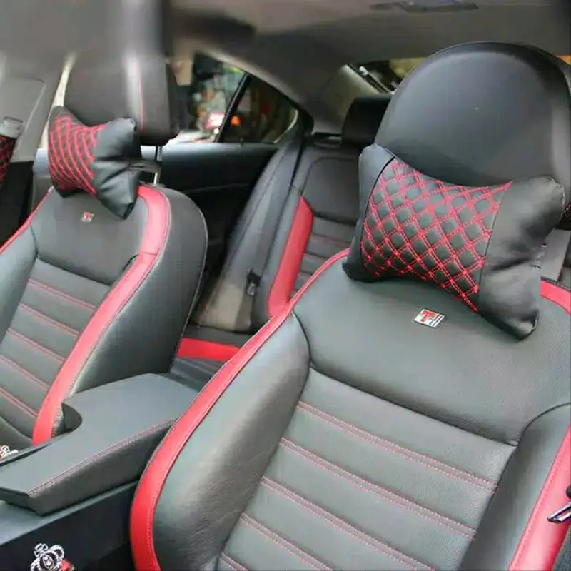 Bantal mobil sandaran kepala mobil benang putih 1