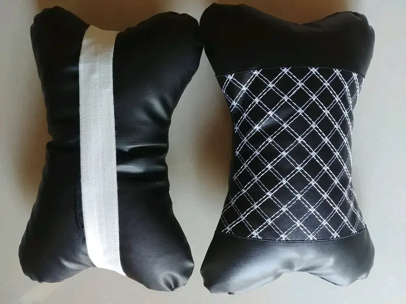 Bantal mobil sandaran kepala mobil benang putih 2