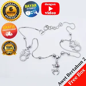 Gelang Perak EMAS PUTIH ASLI KOREA - WBR 025 (Garansi 6 bulan)