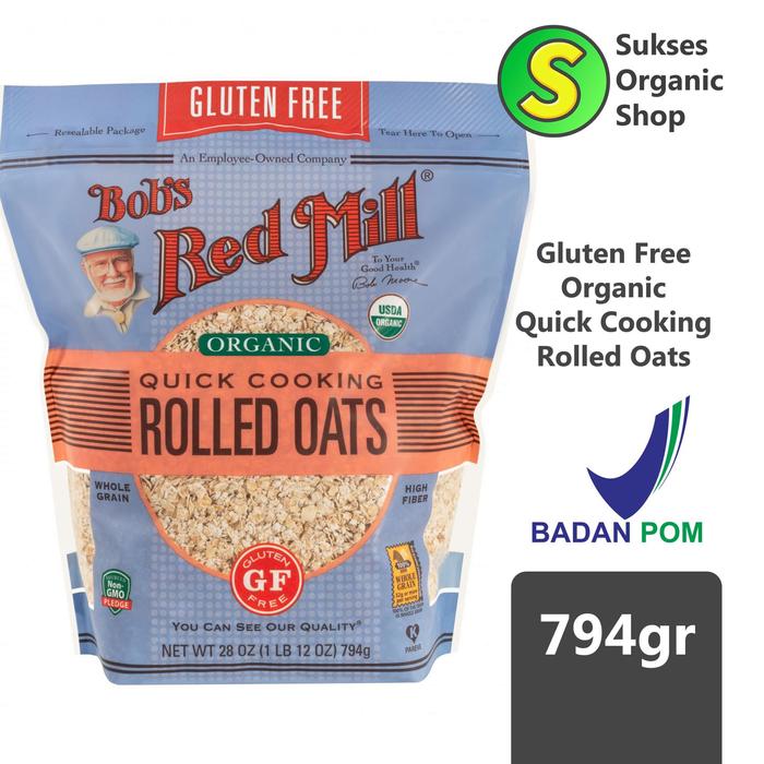 Gambar Gluten Free Quick Cooking Rolled Oats Organic | Bob's Red Mill | 907gr dari Sukses Organic Kota Tangerang Selatan Tokopedia