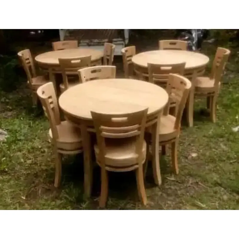 Kursi Meja set Makan Cafe Restoran Bundar Jati 4
