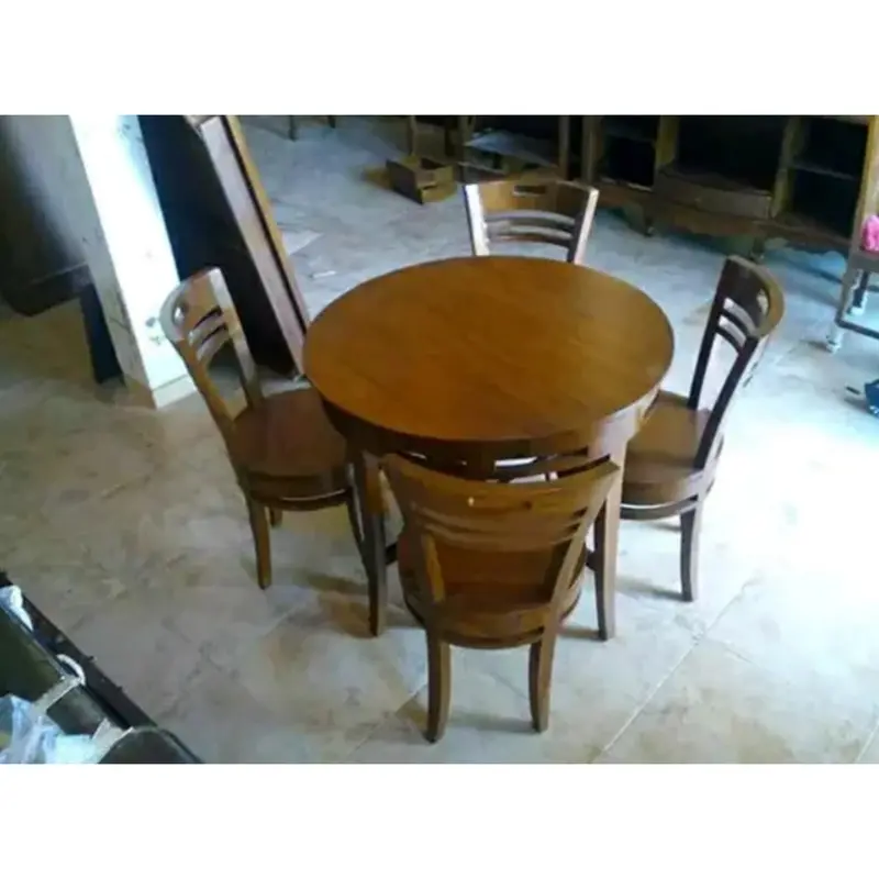 Kursi Meja set Makan Cafe Restoran Bundar Jati 3