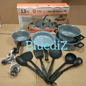 Panci Set Teplon Marble 13pcs Anti Lengket