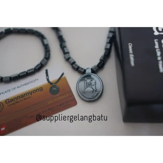 paket GANNAMYONG Kalung dan Gelang MASJID nabawi HITAM bersertifikat