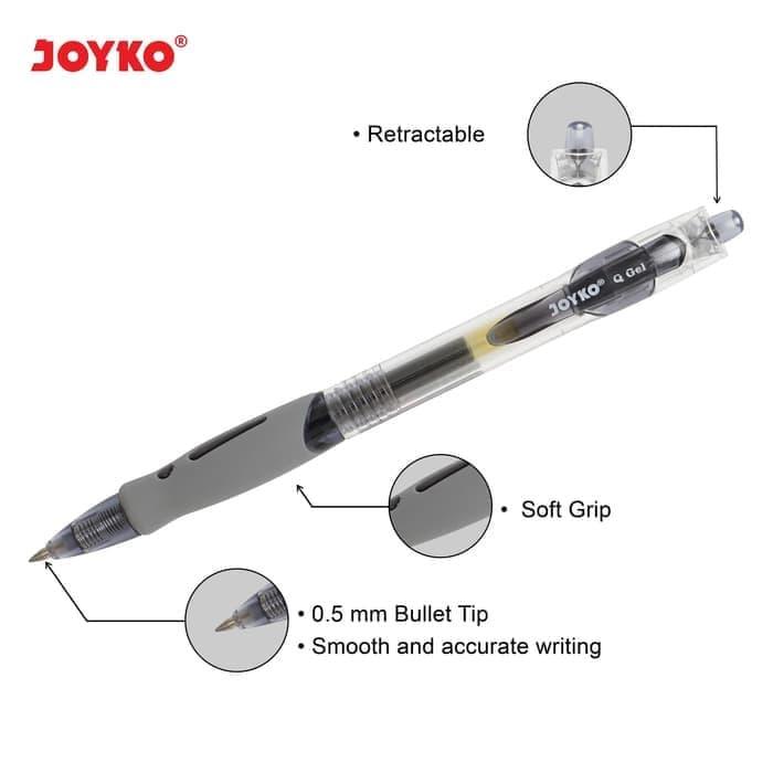 Gambar Joyko Gel Pen Pulpen Pena GP-265 Q Gel 0.5 mm Klik 12 Pcs Lusin Ori - Hitam dari CENTRO TRADING Kota Bandung Tokopedia
