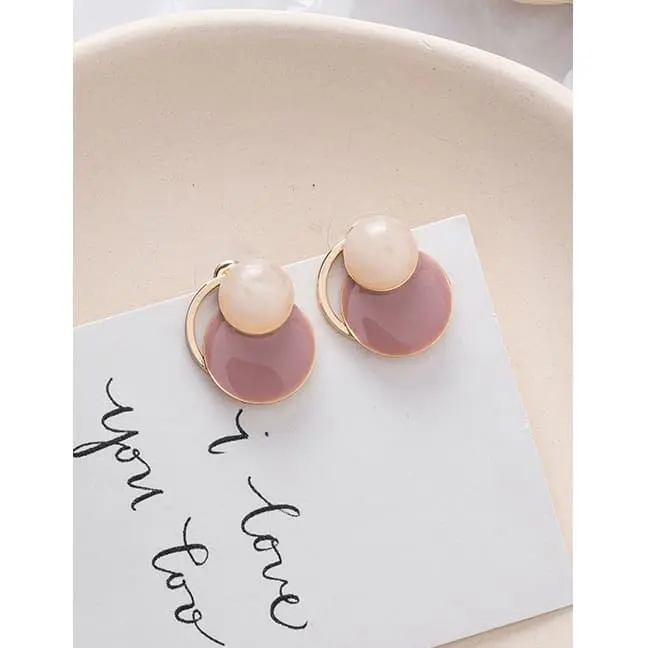 LRC Anting Tusuk Fashion Pink 925 Silver Needle Geometric Amber D42712