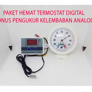 paket termostat digital dan alat pengukur kelembaban analog
