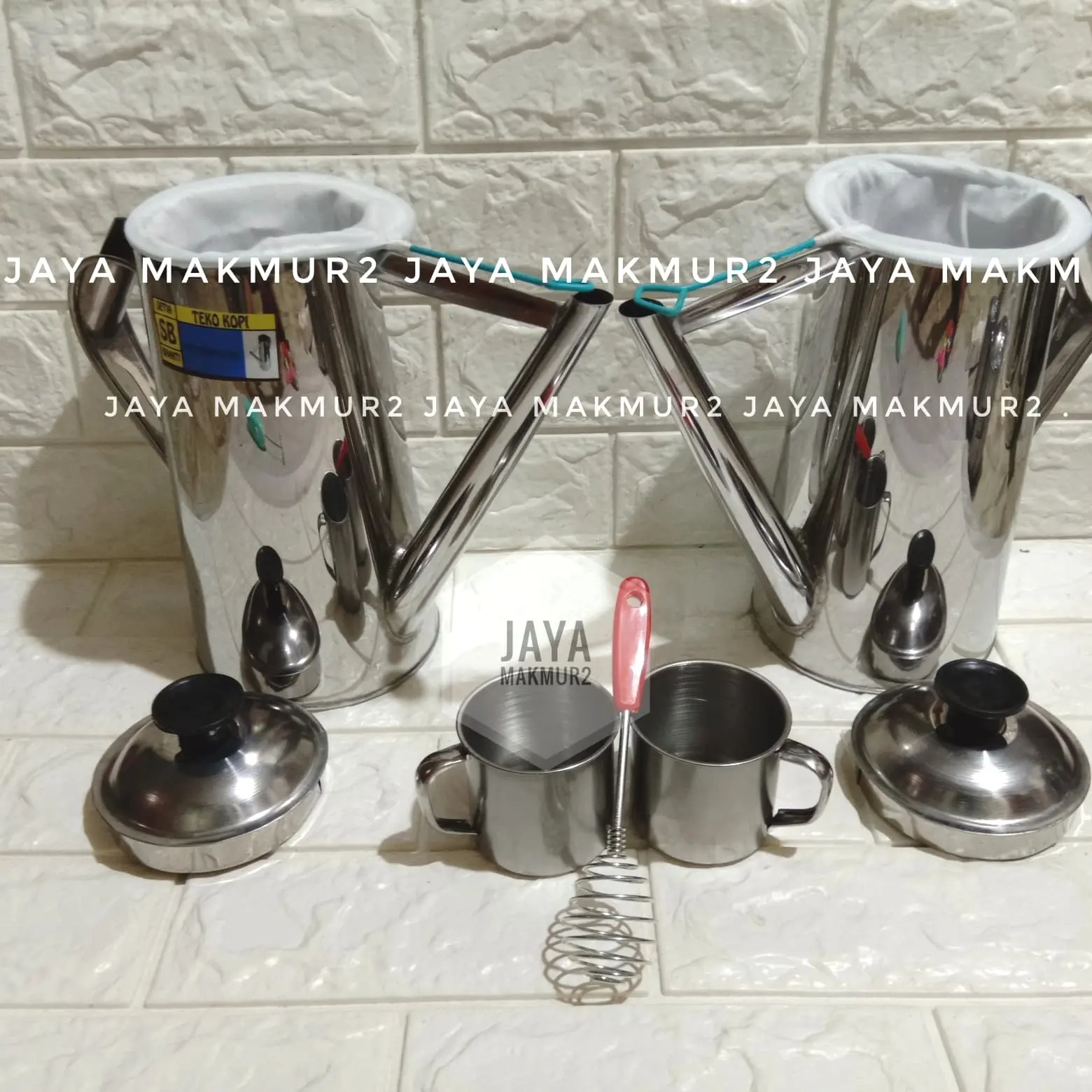 Paket hemat teko thai tea 2 teko 2 mug 2 saringan plus kocokan