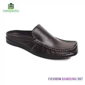 Sepatu sandal pria model bustong kulit asli jenis mukasin
