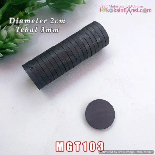 MGT103 Magnet Hitam Diameter 20mm Tebal 3mm (1 Bks isi 12)