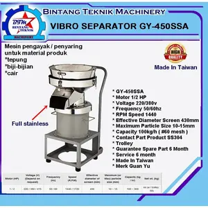Mesin ayak tepung biji-bijian mesin vibro GY-450SSA made in taiwan