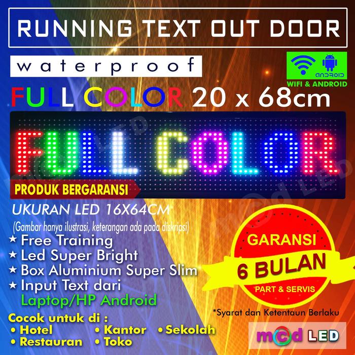 Jual LED RUNNING TEXT FULL COLOR OUT DOOR P 10 RGB SMD 16X64 CM ...