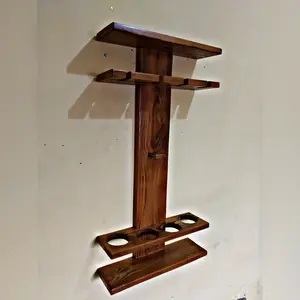 Rak display minuman bar kayu rustic murah keren