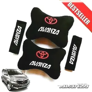 BANTAL LEHER MOBIL TOYOTA AVANZA + SARUNG SEAT BELT CAR SEAT HEADREST